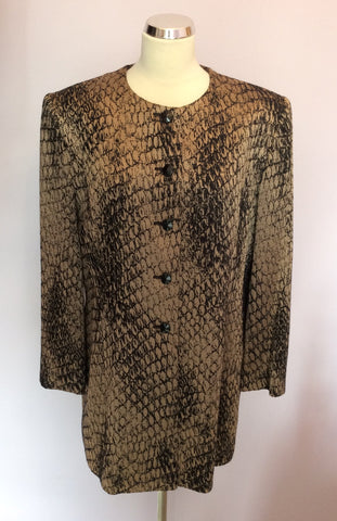Vintage Jaeger Bronze & Black Print Long Jacket Size 16 - Whispers Dress Agency - Sold - 1