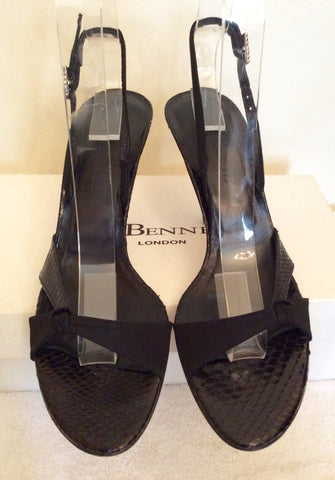 LK Bennett Black Snakeskin Leather & Satin Sandals Size 6/39 - Whispers Dress Agency - Womens Sandals - 3