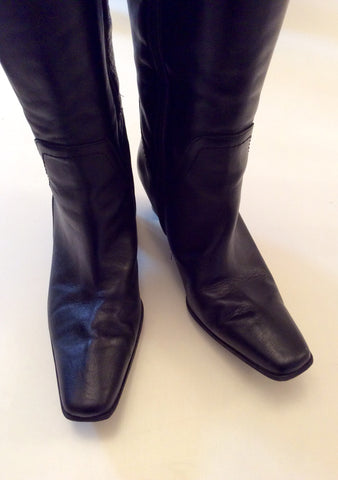 MODABELLA BLACK LEATHER KNEE LENGTH BOOTS SIZE 5/38 - Whispers Dress Agency - Womens Boots - 3