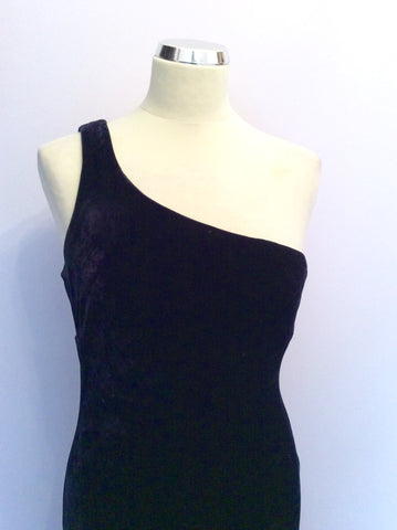 Ghost Dark Blue Velvet One Shoulder Evening Dress Size L - Whispers Dress Agency - Sold - 2