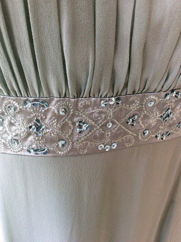 JOHN LEWIS PALE GREEN SILK STRAPPY/STRAPLESS MAXI DRESS SIZE 12 - Whispers Dress Agency - Sold - 5