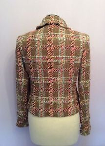 Episode Beige & Pastel Print Check Silk, Wool Blend Jacket Size 8 - Whispers Dress Agency - Sold - 3