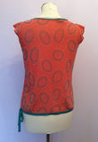 FRENCH CONNECTION CORAL & TURQOUISE TRIM BEADED TOP SIZE 10 - Whispers Dress Agency - Womens Tops - 4