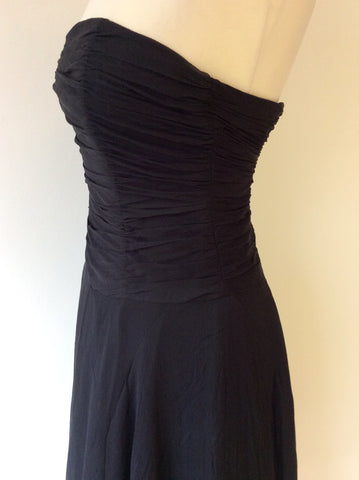 MONSOON BLACK SILK STRAPLESS DRESS SIZE 10