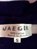 Vintage Jaeger Navy Blue & White Stripe Cotton Jumper Size S - Whispers Dress Agency - Sold - 2