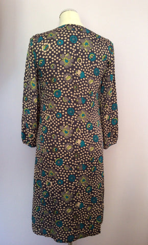 Brand New Boden Dark Grey Spot & Floral Print Florentine Tea Dress Size 6 - Whispers Dress Agency - Womens Dresses - 2