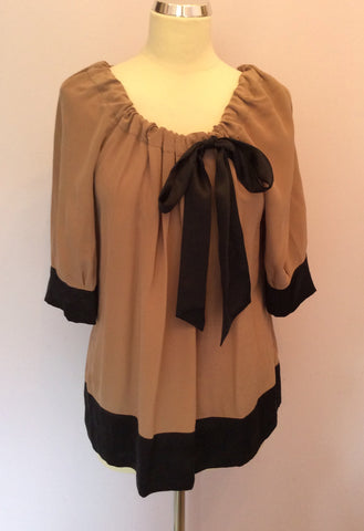 Brand New Monsoon Mink & Black Trim Silk Top Size 14 - Whispers Dress Agency - Sold - 1