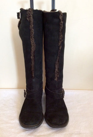 Bronx Black Suede Faux Fur Lined Boots Size 5/38 - Whispers Dress Agency - Sold - 2