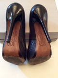 ALL SAINTS BLACK LEATHER PEEPTOE HEELS SIZE 6/39 - Whispers Dress Agency - Womens Heels - 5