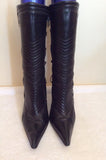 Faith Black Leather Calf Length Boots Size 8/42 - Whispers Dress Agency - Womens Boots - 3