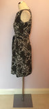 NICOLE FARHI DARK GREEN,BLACK & WHITE FLORAL PRINT COTTON DRESS SIZE 10 - Whispers Dress Agency - Womens Dresses - 3
