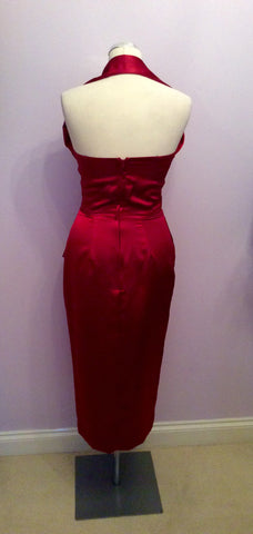 Vivien Holloway Deep Red Sateen 1950s Pencil Dress & Bolero Size 12 - Whispers Dress Agency - Sold - 4
