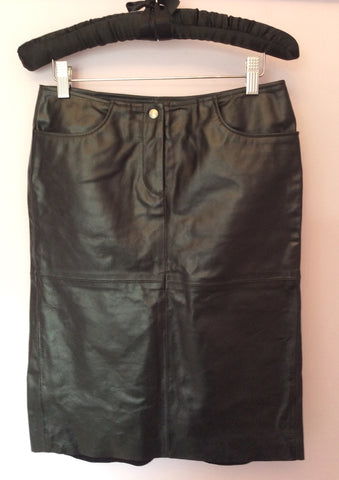 UNITED COLOURS OF BENETTON BLACK LEATHER PENCIL SKIRT SIZE 40 UK 8/10 - Whispers Dress Agency - Womens Skirts - 1