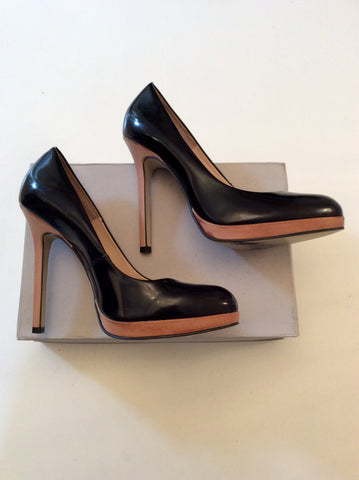 FRENCH CONNECTION BLACK LEATHER & TAN HEELS SIZE 7/40 - Whispers Dress Agency - Womens Heels - 1