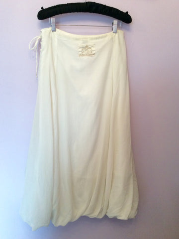 Out Of Xile White Cotton & Silk Lined Calf Length Skirt Size 2 UK 12 - Whispers Dress Agency - Sold - 2