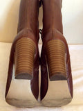 Marks & Spencer Brown Leather Knee Length Boots Size 4/37 - Whispers Dress Agency - Womens Boots - 4