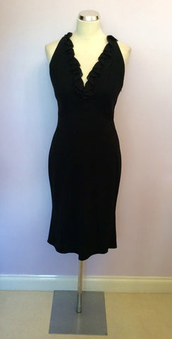 Marks & Spencer Black Frill Trim Neckline Dress Size 12 - Whispers Dress Agency - Womens Dresses - 1