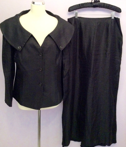 Frank Usher Black Wide Neckline Jacket & Long Skirt Suit Size 16/18 - Whispers Dress Agency - Womens Suits & Tailoring - 1