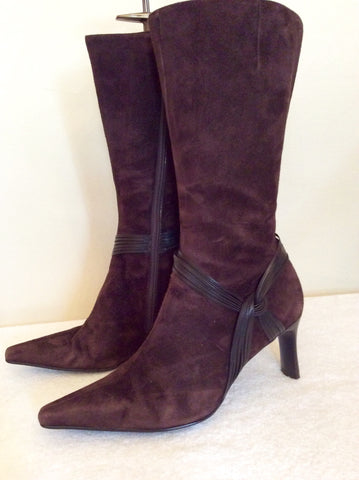 Oppus Dark Brown Suede Calf Length Boots Size 6/39 - Whispers Dress Agency - Womens Boots - 1
