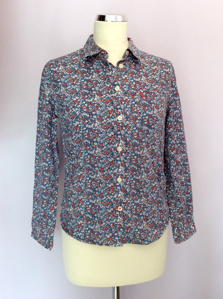 Jack Wills Blue Floral Print Cotton Shrunken Boy Fit Shirt Size 10 - Whispers Dress Agency - Sold - 1