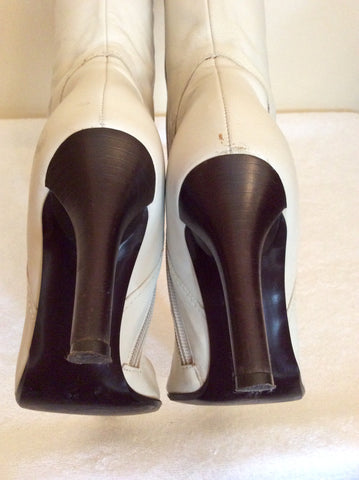 Jane Shilton Ivory Leather Calf Length Boots Size 3.5/36 - Whispers Dress Agency - Womens Boots - 5