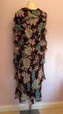 Planet Burgundy Floral Print Silk Dress & Wrap Size 10 - Whispers Dress Agency - Womens Dresses - 2