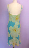 Fenn Wright Manson Lemon & Aqua Floral Print Silk Dress Size 12 - Whispers Dress Agency - Womens Dresses - 2