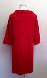 Spanish Designer Cortefiel Red Knit Shift Dress Size L - Whispers Dress Agency - Sold - 3