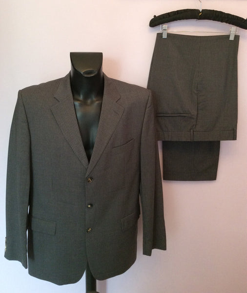 Hugo Boss Grey & Aqua Blue Pinstripe Suit Size 46/ 38W /32L - Whispers Dress Agency - Sold - 1