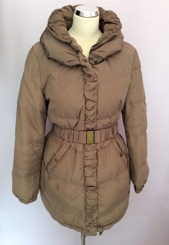 Phase Eight Brown Padded Belted Jacket With Hood Size 12 - Whispers Dress Agency - Womens Coats & Jackets - 1