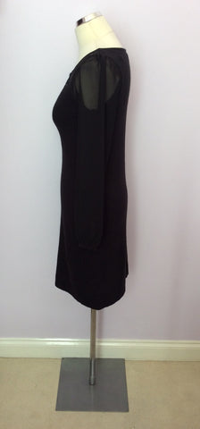 Monsoon Black Fine Knit Embroidered Neckline Dress Size S - Whispers Dress Agency - Sold - 3