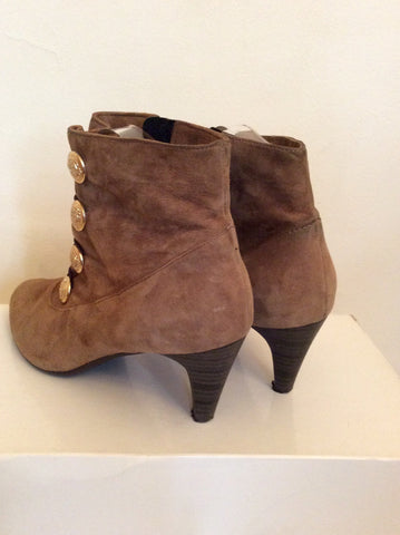 Clarks Light Brown Suede Button Trim Ankle Boots Size 5.5/38.5 - Whispers Dress Agency - Sold - 2