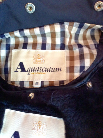 Aquascutum Dark Blue Detachable Hood & Lining Jacket Size M - Whispers Dress Agency - Sold - 7
