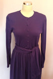 Vintage Jaeger Purple Wool Long Sleeve Dress Size 10 - Whispers Dress Agency - Sold - 2