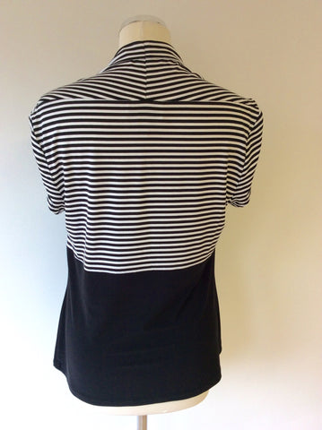 JOSEPH RIBKOFF BLACK & WHITE STRIPED CAP SLEEVE TOP SIZE 18 - Whispers Dress Agency - Sold - 2