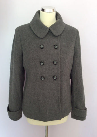 Precis Grey Wool Blend Double Breasted Jacket Size 10 - Whispers Dress Agency - Womens Coats & Jackets - 1