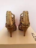 Aldo 'Surran' Gold Strappy Leather Peeptoe Heels Size 7/40 - Whispers Dress Agency - Sold - 4