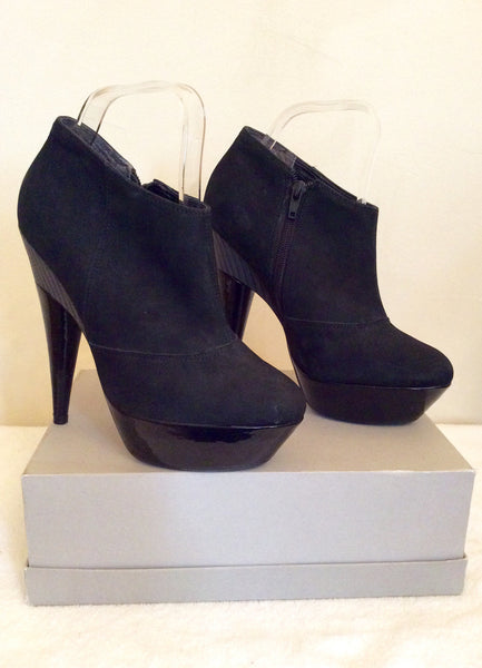 Topshop Black Suede & Grey Leather Shoe Boots Size 5/38 - Whispers Dress Agency - Womens Boots - 1