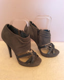 Carvela Grey Open Toe Leather Straps & Suede Upper Heels Size 4/37 - Whispers Dress Agency - Sold - 3
