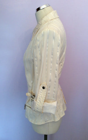ROCCOBAROCCO CREAM STRIPE JACKET & TROUSERS SUIT SIZE 14 - Whispers Dress Agency - Womens Suits & Tailoring - 3
