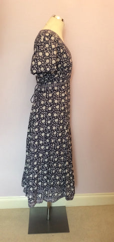 ANOKHI FOR EAST BLUE & WHITE FLORAL PRINT COTTON DRESS SIZE 18 - Whispers Dress Agency - Sold - 3