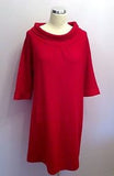 Spanish Designer Cortefiel Red Knit Shift Dress Size L - Whispers Dress Agency - Sold - 1
