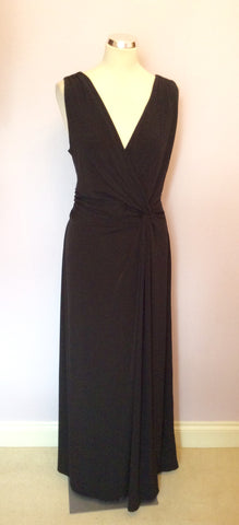 KALIKO BLACK TWIST FRONT V NECKLINE MAXI DRESS SIZE 18 - Whispers Dress Agency - Sold - 1