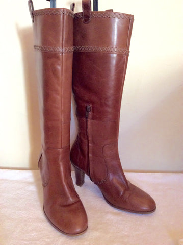 Clarks Tan Brown Leather Knee High Boots Size 6/39 - Whispers Dress Agency - Sold - 2