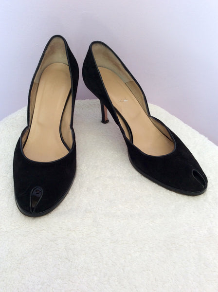 Hobbs Black Suede Peeptoe Heels Size 7.5/41 - Whispers Dress Agency - Womens Heels - 1
