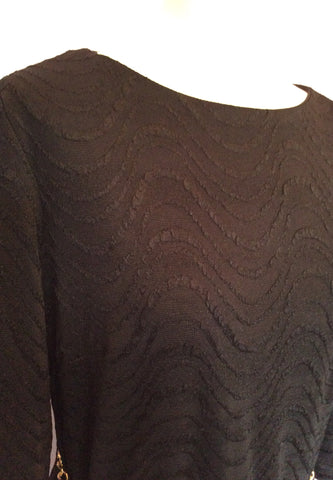 Sandra Darren Black Dress With Gold Chain Belt Size 12 - Whispers Dress Agency - Womens Dresses - 2