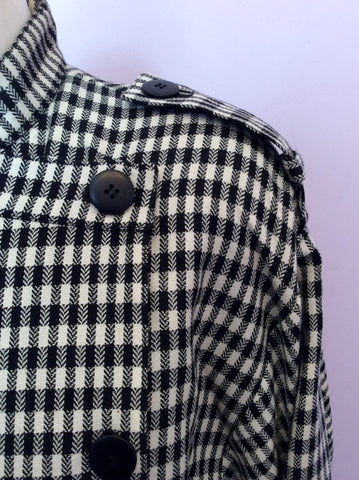 Vintage Jaeger Black & Ivory Check Wool Coat / Dress Size 12 - Whispers Dress Agency - Womens Vintage - 5