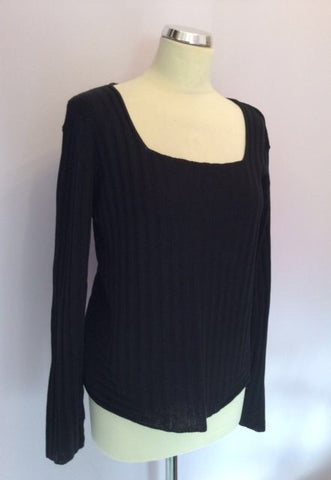 James Lakeland Black Square Neck Cotton Jumper Size 16 - Whispers Dress Agency - Womens Knitwear