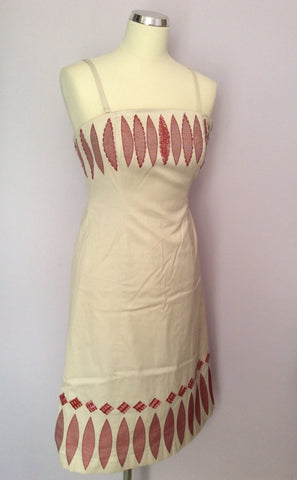 Coast Ivory & Red Embroidered & Beaded Strappy / Strapless Dress Size 8 - Whispers Dress Agency - Womens Special Occasion - 1