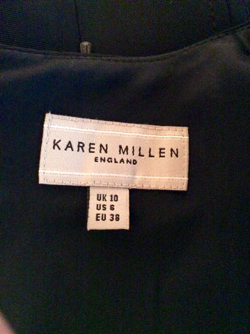 Karen Millen Black Short Sleeve Belted Pleated Skirt Dress Size 10 - Whispers Dress Agency - Sold - 5
